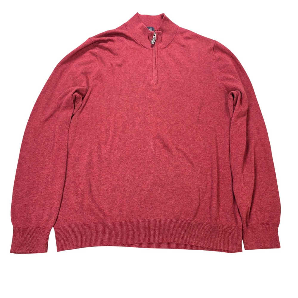 Jos. A. Bank Quarter Zip Sweater Men's Sixe XL Tailored Fit Burgundy Pima Cotton